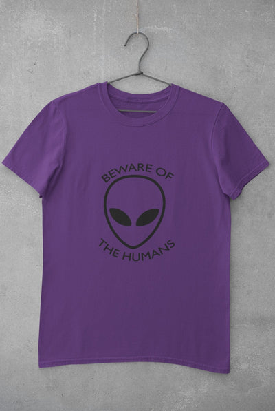 Beware of the Humans Mens Half Sleeves T-shirt- FunkyTeesClub - Funky Tees Club