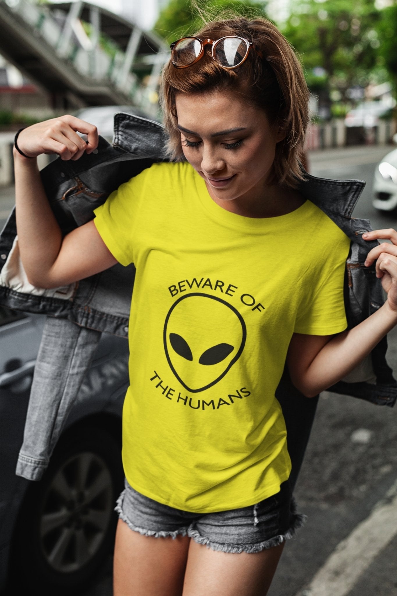 Beware of The Humans Women Half Sleeves T-shirt- FunkyTeesClub - Funky Tees Club