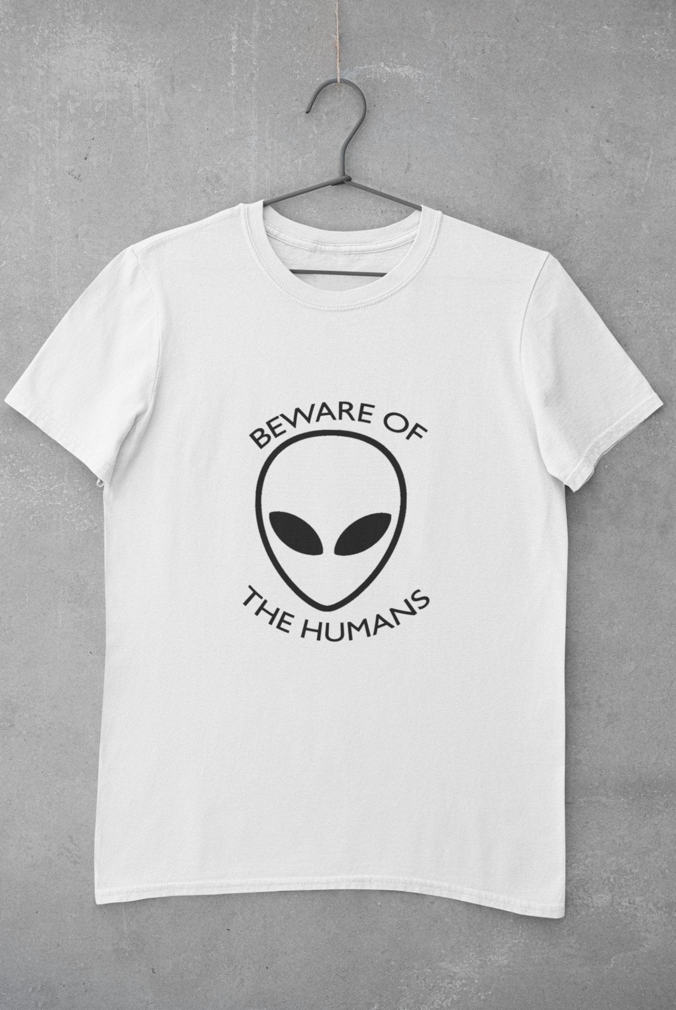 Beware of The Humans Women Half Sleeves T-shirt- FunkyTeesClub - Funky Tees Club