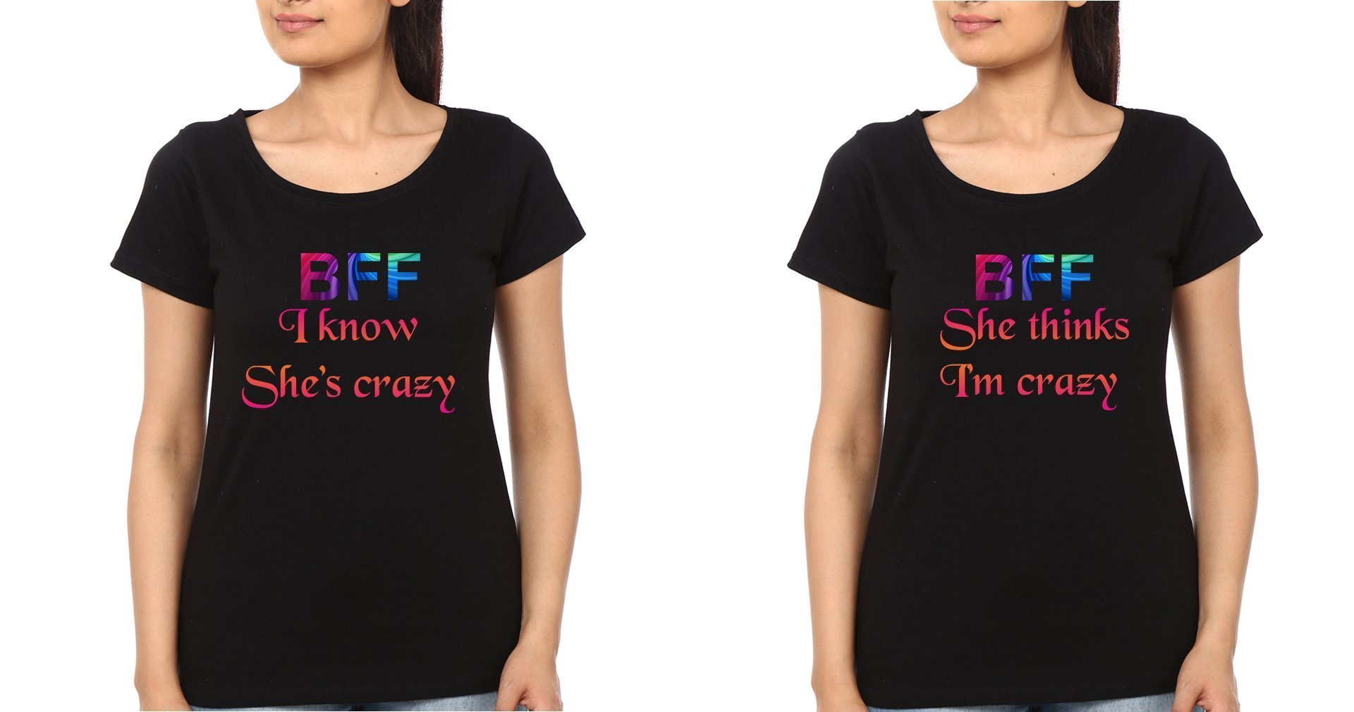 BFF Half Sleeves T-Shirts-FunkyTees - Funky Tees Club