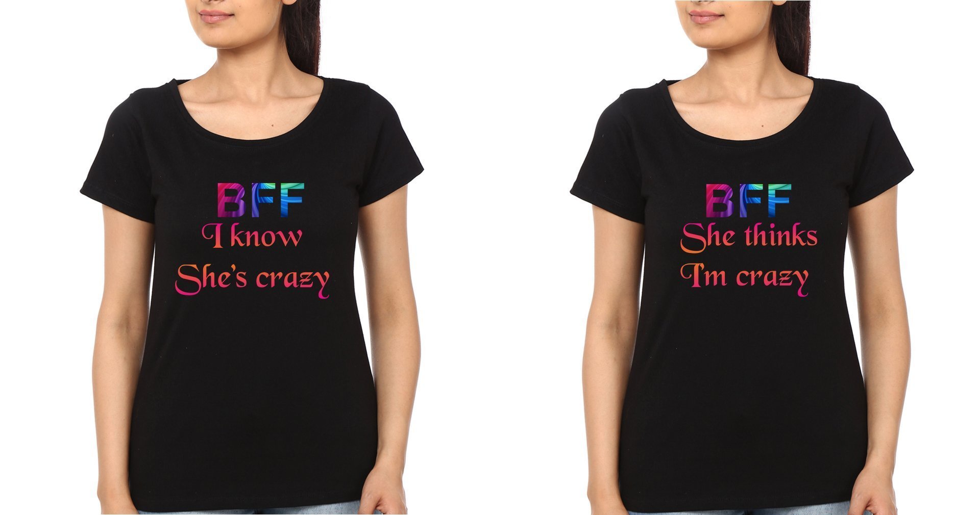 BFF Half Sleeves T-Shirts-FunkyTees - Funky Tees Club