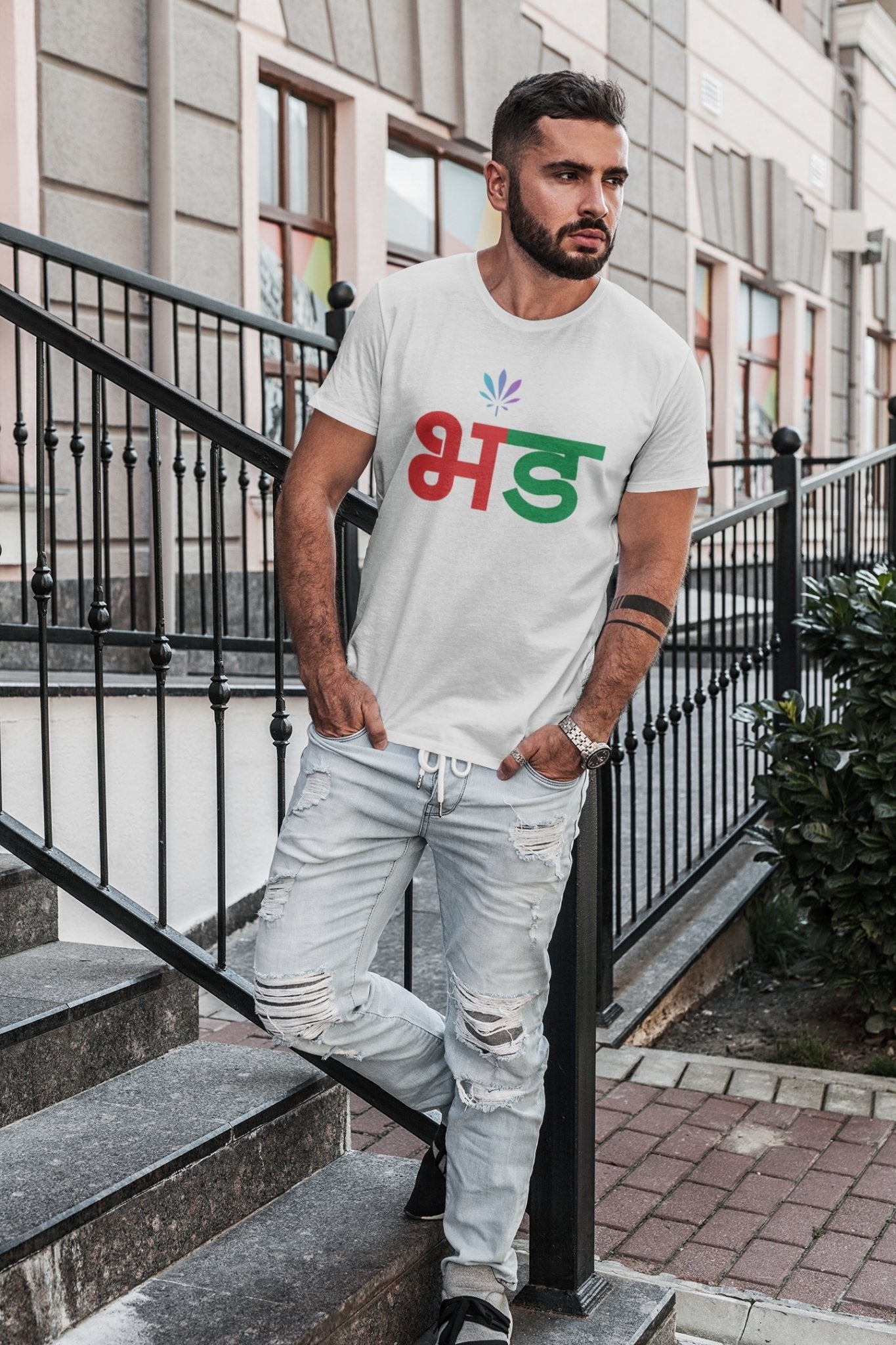 Bhand Mens Half Sleeves T-shirt- FunkyTeesClub - Funky Tees Club