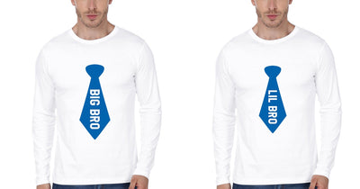 Big Bro Lil Bro Blue Tie Brother-Brother Full Sleeves T-Shirts -FunkyTees - Funky Tees Club