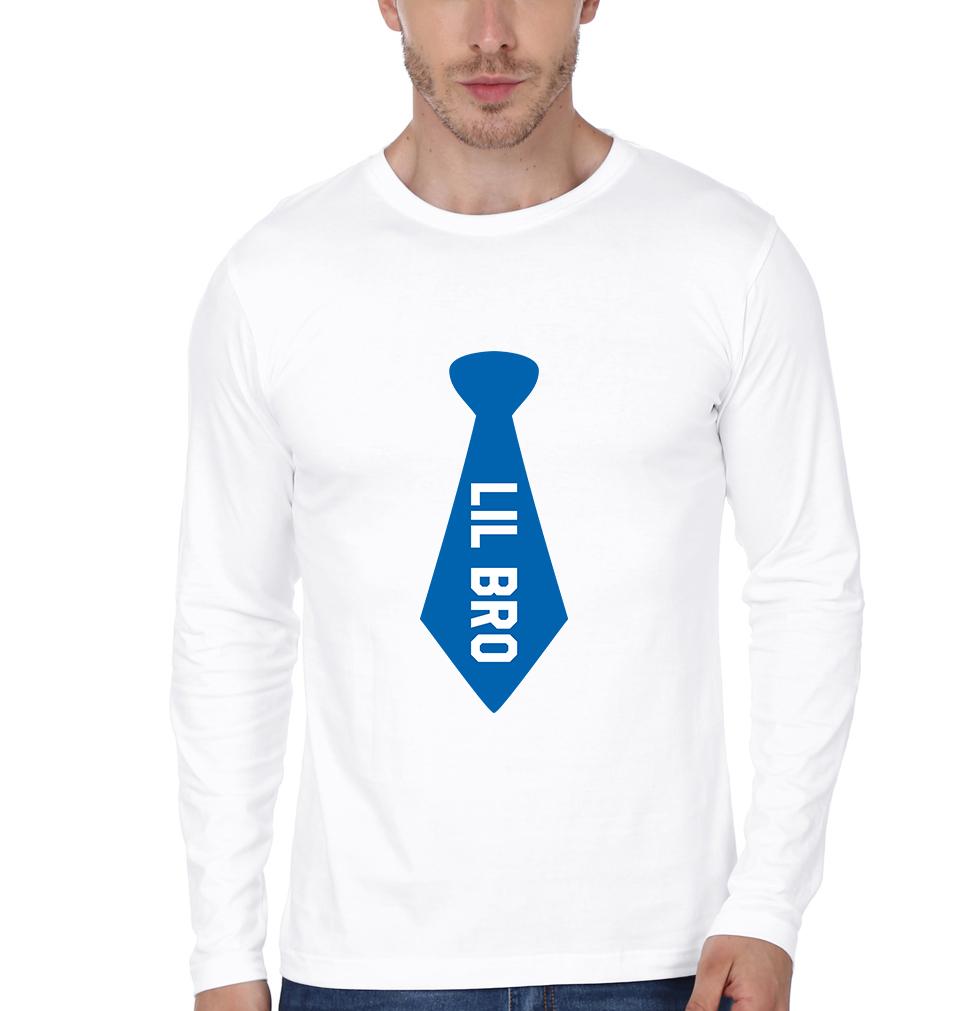 Big Bro Lil Bro Blue Tie Brother-Brother Full Sleeves T-Shirts -FunkyTees - Funky Tees Club