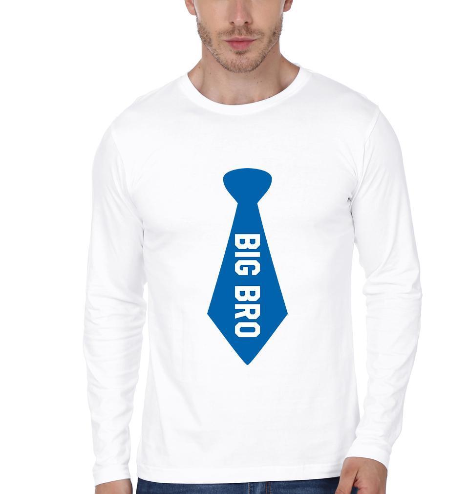 Big Bro Lil Bro Blue Tie Brother-Brother Full Sleeves T-Shirts -FunkyTees - Funky Tees Club