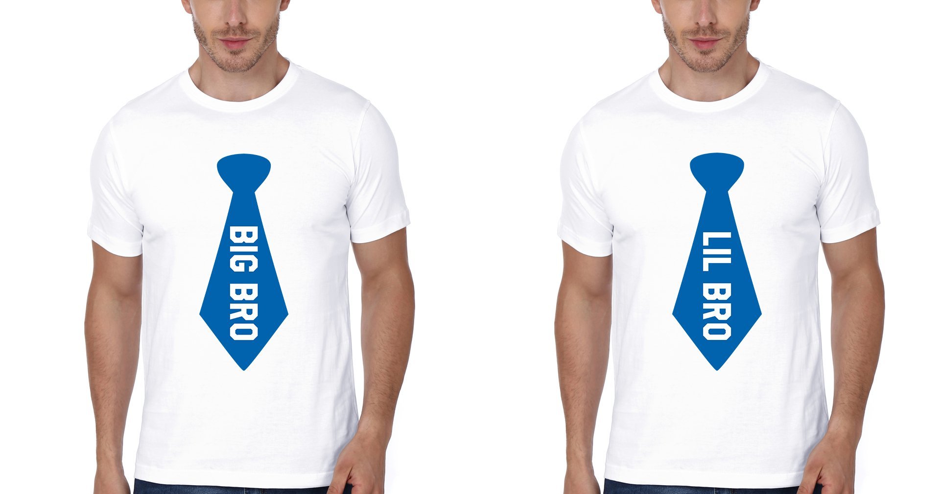 Big Bro Lil Bro Blue Tie Brother-Brother Half Sleeves T-Shirts -FunkyTees - Funky Tees Club