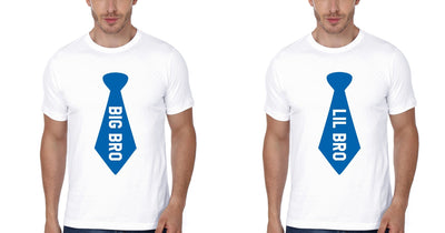 Big Bro Lil Bro Blue Tie Brother-Brother Half Sleeves T-Shirts -FunkyTees - Funky Tees Club