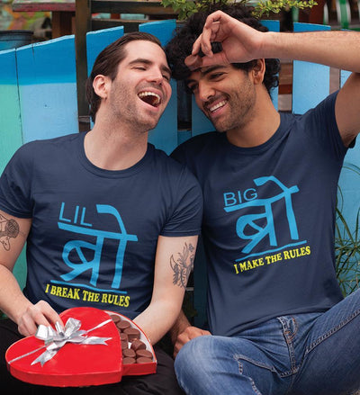 Big Bro Lil Bro Brother-Brother Half Sleeves T-Shirts -FunkyTees - Funky Tees Club