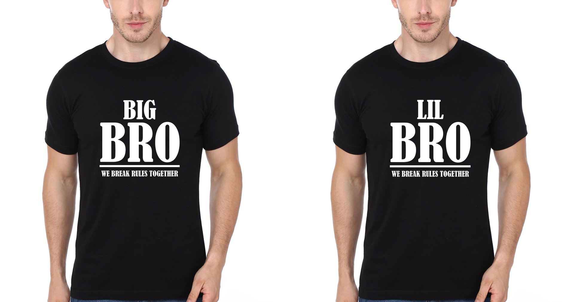 Big Bro & Lil Bro We Break Rules Together Brother-Brother Half Sleeves T-Shirts -FunkyTees - Funky Tees Club