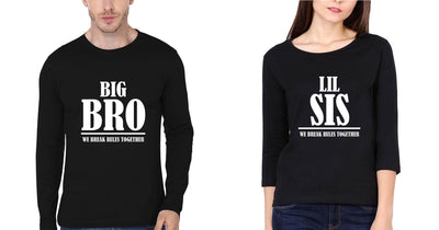 Big Bro & Lil Sis We Break The Rules Together Brother-Sister Full Sleeves T-Shirts -FunkyTees - Funky Tees Club