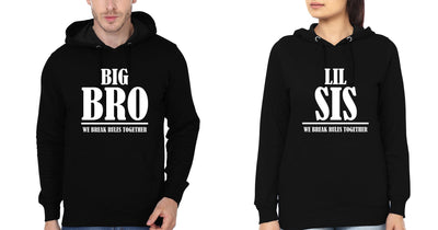 Big Bro & Lil Sis We Break The Rules Together Brother-Sister Hoodies-FunkyTees - Funky Tees Club