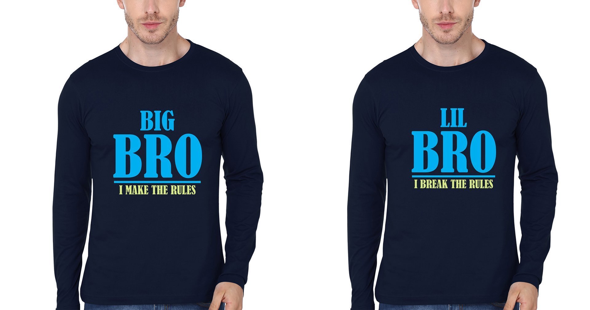 Big Bro Make Rule Lil Bro Break Rule Brother-Brother Full Sleeves T-Shirts -FunkyTees - Funky Tees Club