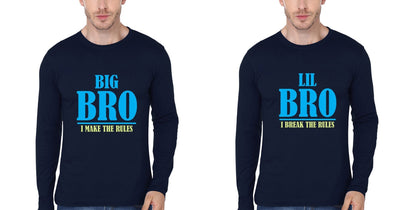 Big Bro Make Rule Lil Bro Break Rule Brother-Brother Full Sleeves T-Shirts -FunkyTees - Funky Tees Club