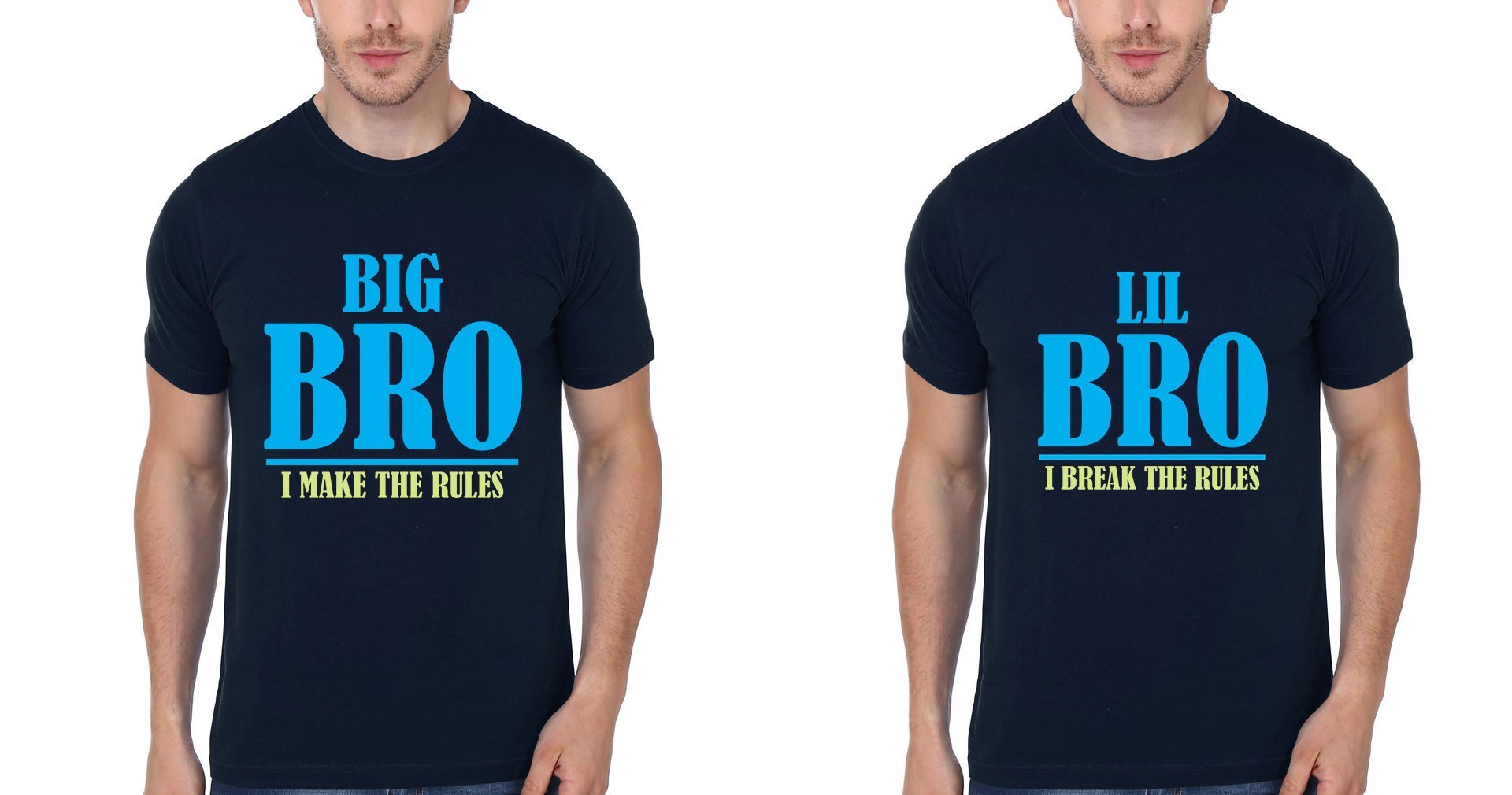 Big Bro Make Rule Lil Bro Break Rule Brother-Brother Half Sleeves T-Shirts -FunkyTees - Funky Tees Club