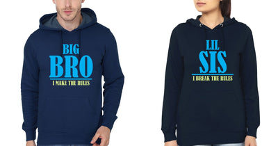 Big Bro Make The Rules Lil Sis Break The Rules Brother-Sister Hoodies-FunkyTees - Funky Tees Club