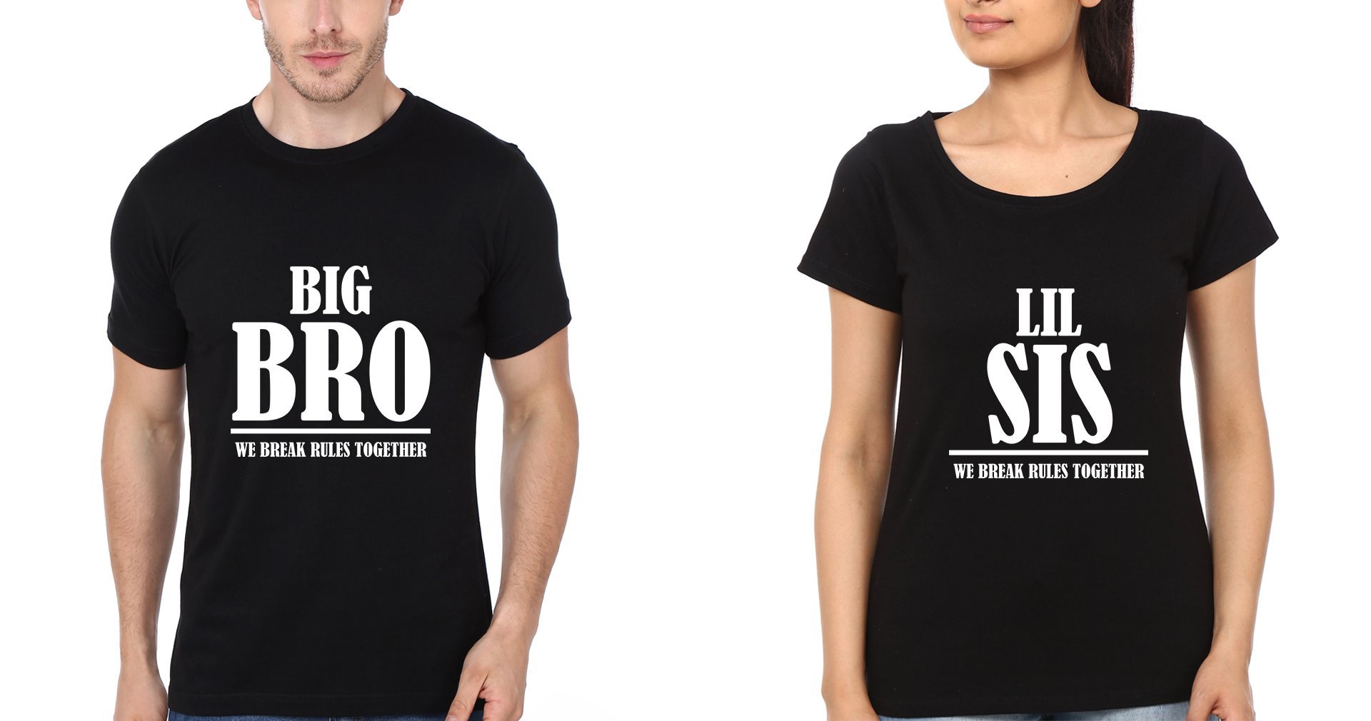 Big brother Little Sister Brother-Sister Half Sleeves T-Shirts -FunkyTees - Funky Tees Club
