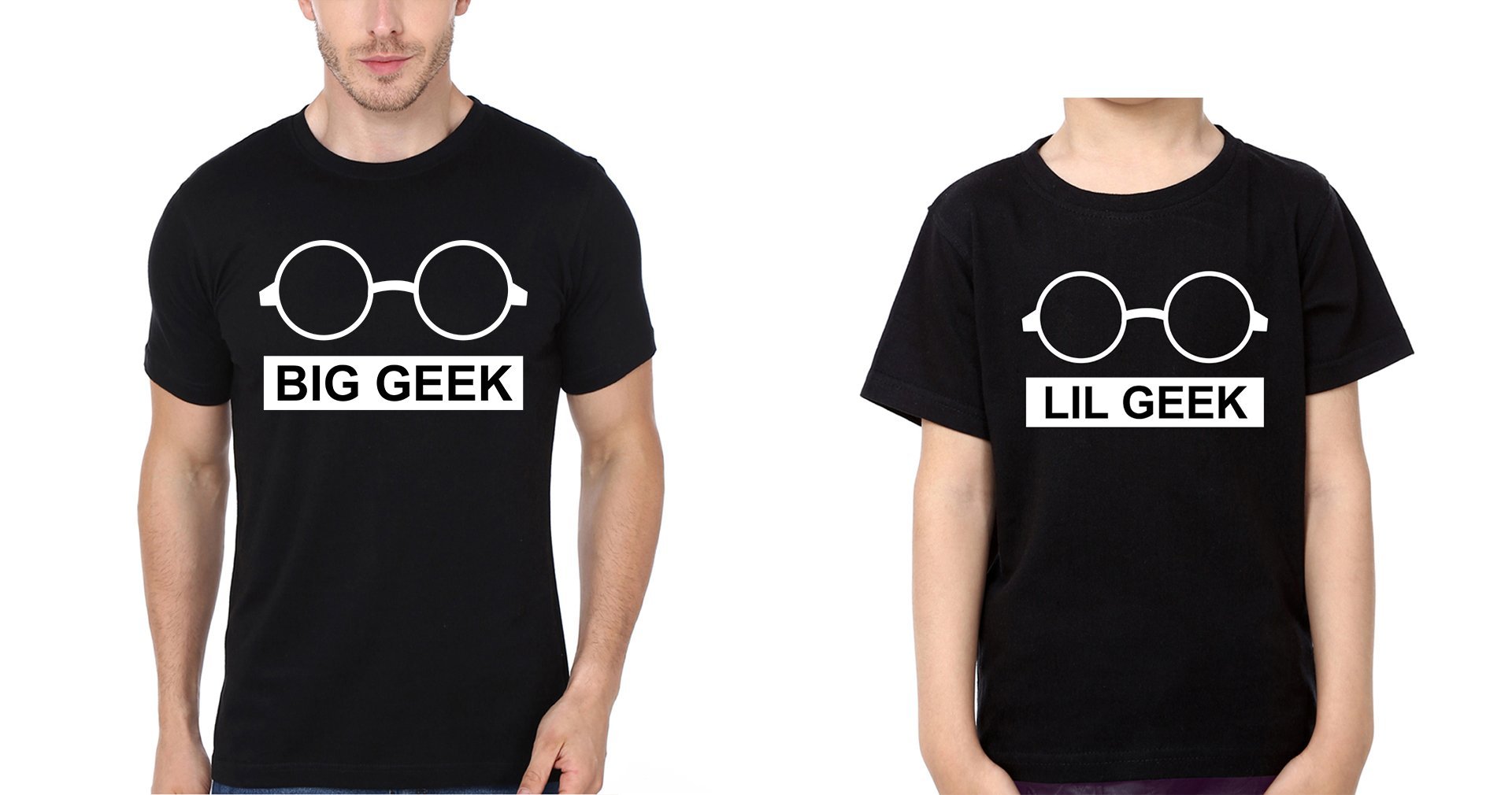 Big Geek Lil Geek Father and Son Matching T-Shirt- FunkyTeesClub - Funky Tees Club