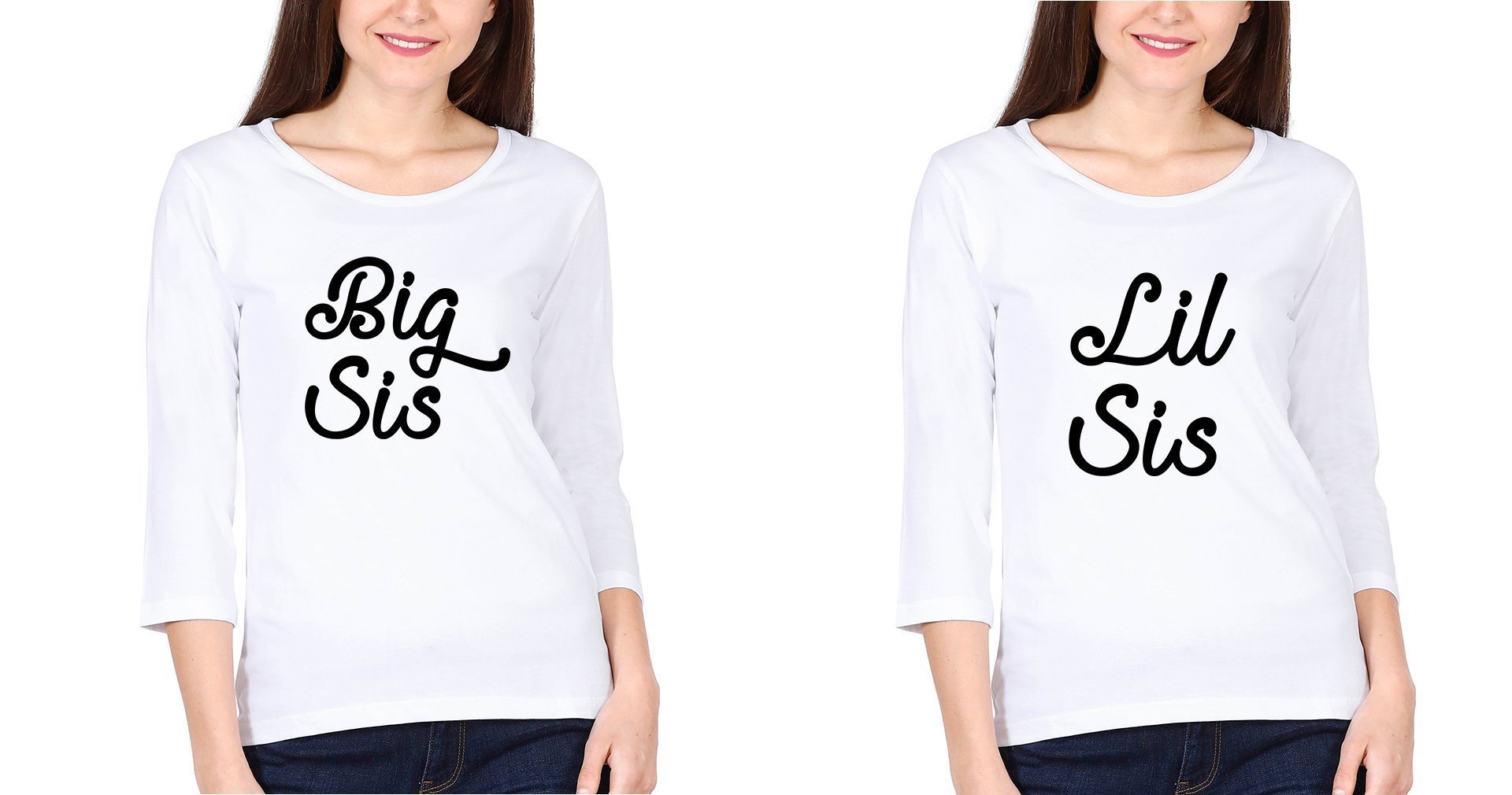 Big Lil Sis Sister Sister Full Sleeves T-Shirts -FunkyTees - Funky Tees Club