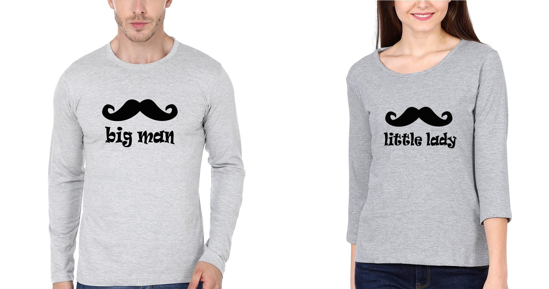 Big Man Little Lady Father and Daughter Matching Full Sleeves T-Shirt- FunkyTeesClub - Funky Tees Club