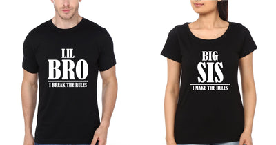 Big Sis I Make Rules Lil Bro I Break Rules Brother-Sister Half Sleeves T-Shirts -FunkyTees - Funky Tees Club