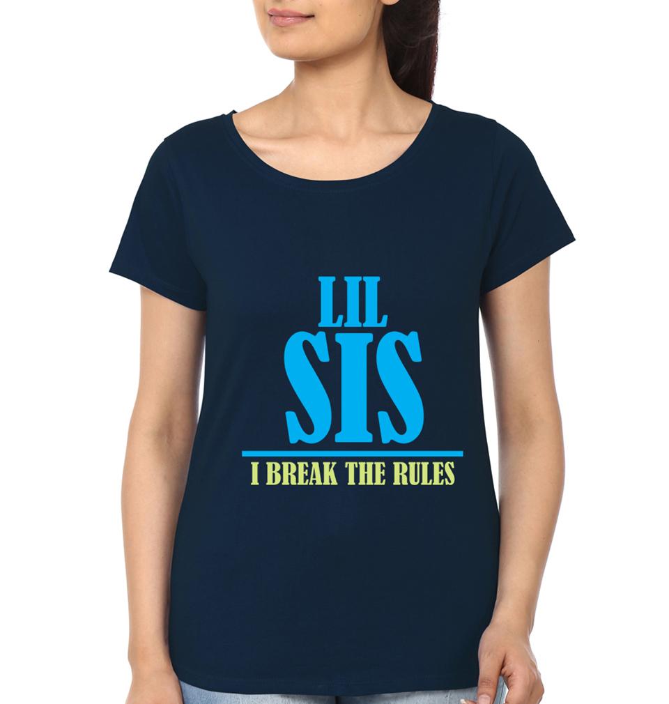 Big Sis Make Rule Lil Sis Break Rule Sister Sister Half Sleeves T-Shirts -FunkyTees - Funky Tees Club