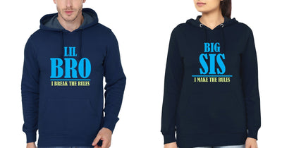 Big Sis Make The Rules Lil Bro Break The Rules Brother-Sister Hoodies-FunkyTees - Funky Tees Club