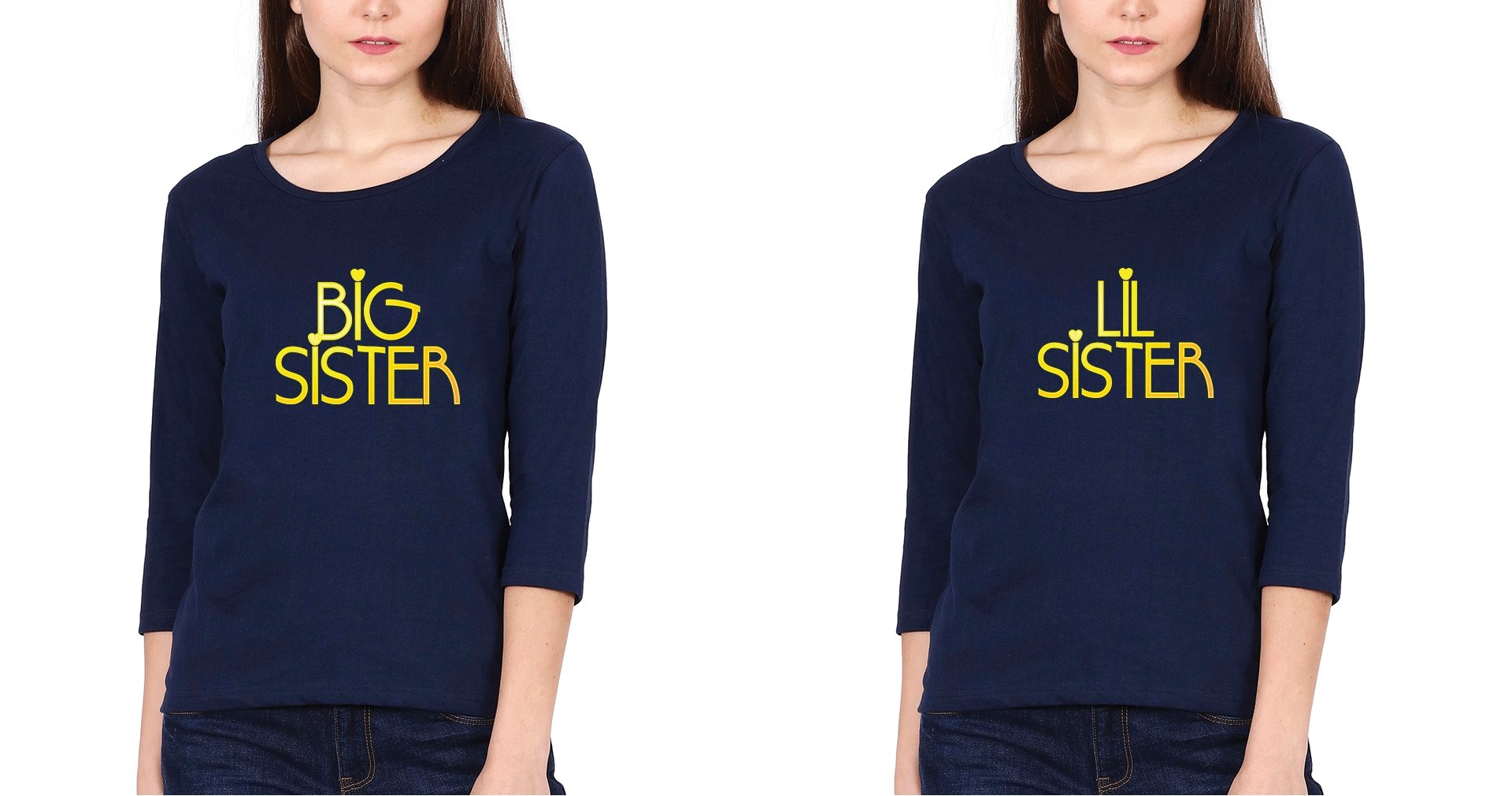 Big Sister Lil Sister Sister Full Sleeves T-Shirts -FunkyTees - Funky Tees Club