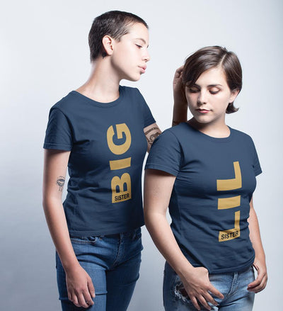 Big Sister Lil Sister Sister Half Sleeves T-Shirts -FunkyTees - Funky Tees Club