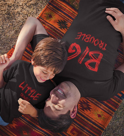 Big Trouble Lil Trouble Father and Son Matching T-Shirt- FunkyTeesClub - Funky Tees Club