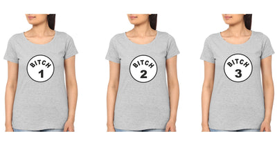 Bitch 1 2 3 BFF Half Sleeves T-Shirts-FunkyTees - Funky Tees Club
