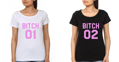 Bitch BFF Half Sleeves T-Shirts-FunkyTees - Funky Tees Club