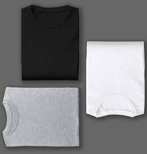 Black White Grey Combo Half Sleeve T-Shirts [Pack of 3]-FunkyTeesClub - Funky Tees Club