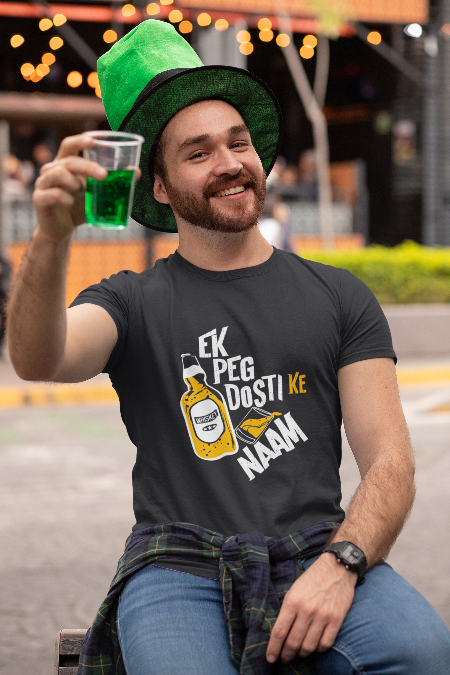 Ek Peg Dosti Ke Naam Pub And Beer Mens Half Sleeves T-shirt- FunkyTeesClub