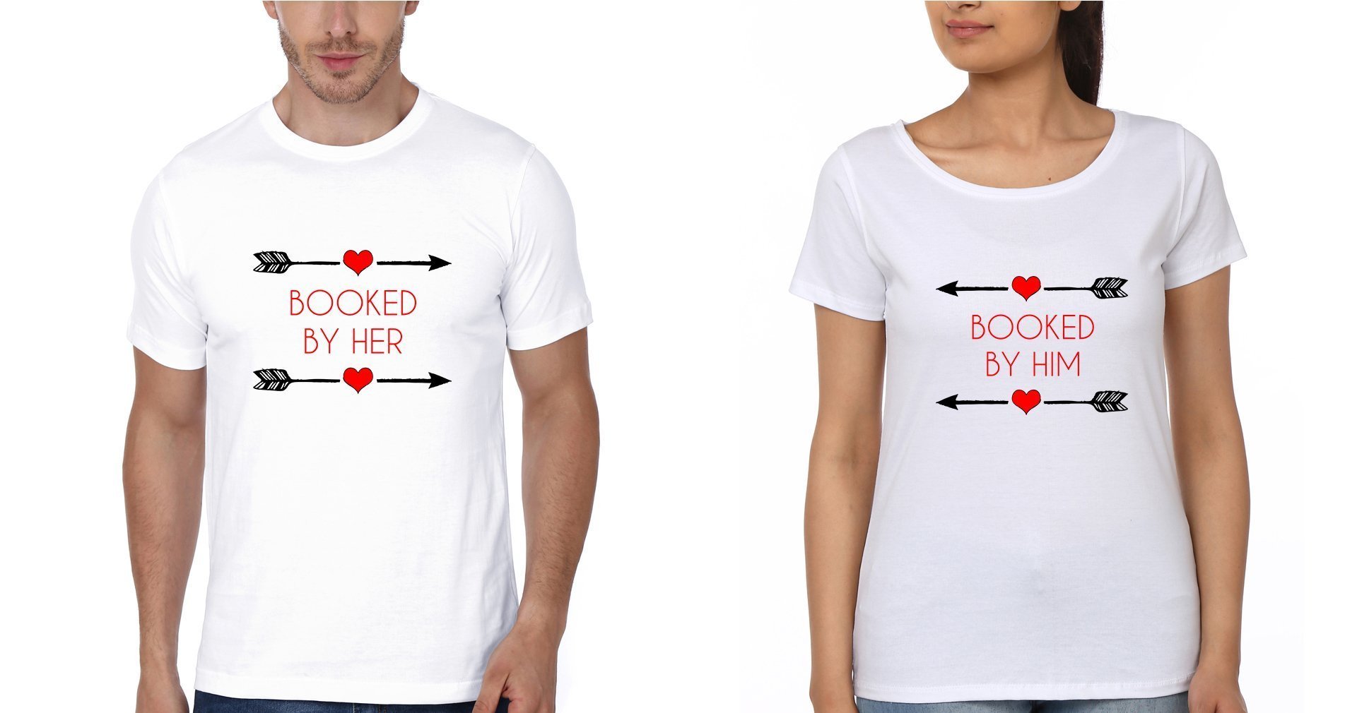 Booked By Her Couple Half Sleeves T-Shirts -FunkyTees - Funky Tees Club