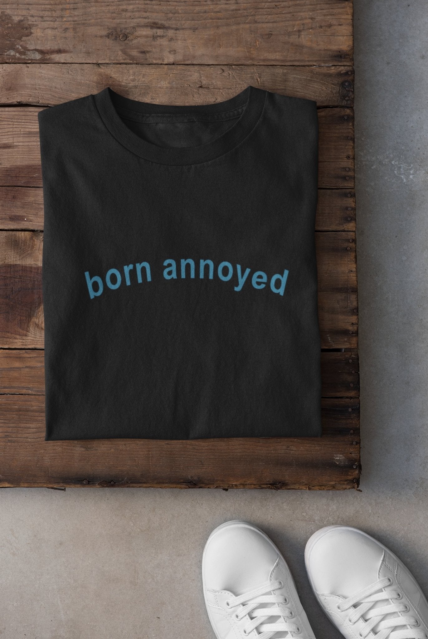 Born Annoyed Minimal Mens Half Sleeves T-shirt- FunkyTeesClub - Funky Tees Club