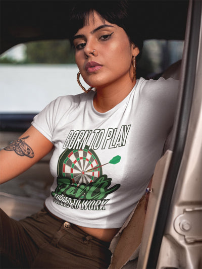 Born To Darts Women Crop Top- FunkyTeesClub - Funky Tees Club