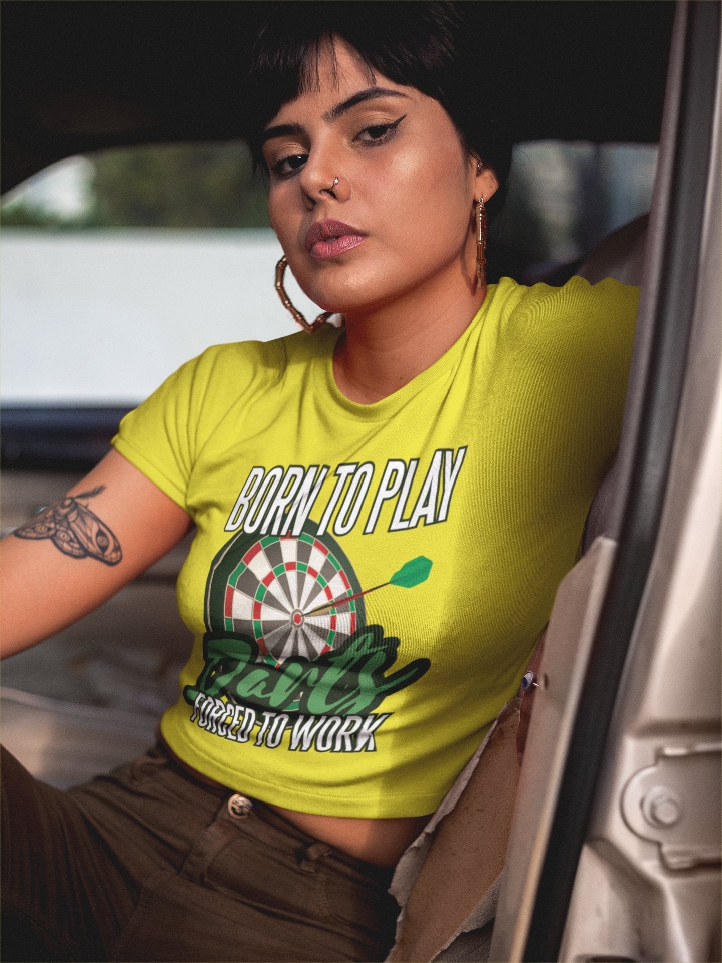 Born To Darts Women Crop Top- FunkyTeesClub - Funky Tees Club