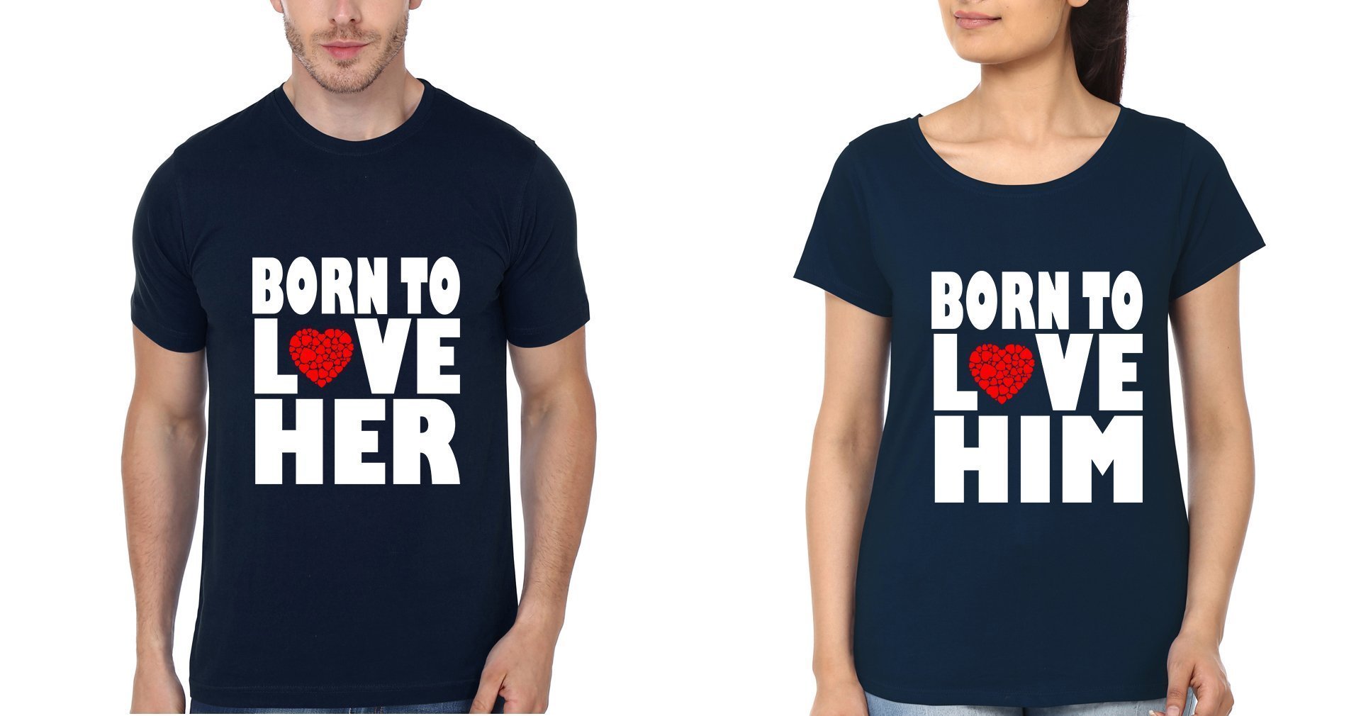 Born to love Couple Half Sleeves T-Shirts -FunkyTees - Funky Tees Club