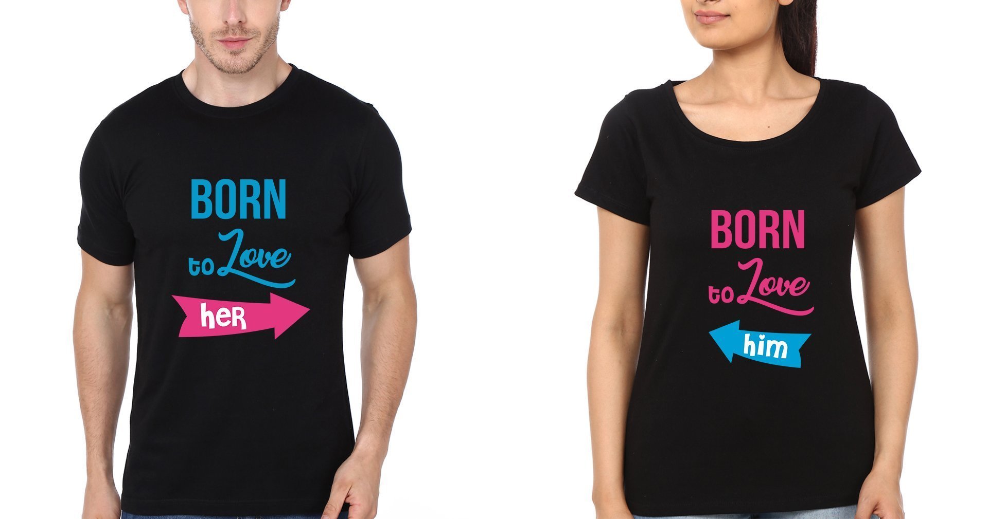 Born to love Couple Half Sleeves T-Shirts -FunkyTees - Funky Tees Club