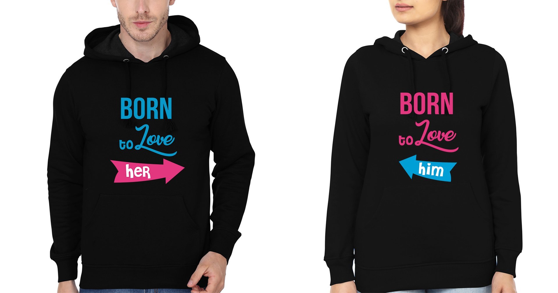 Born To Love Her Born To Love Him Couple Hoodie-FunkyTees - Funky Tees Club