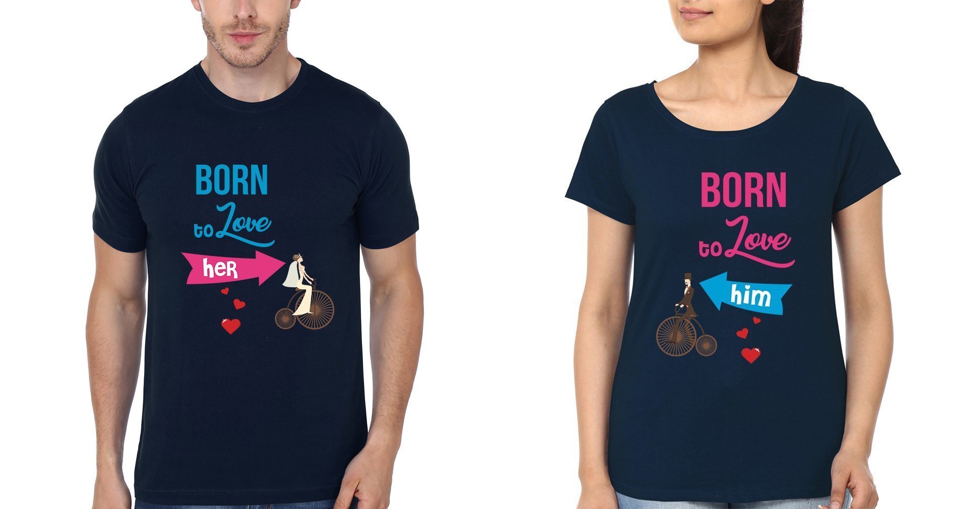 Born To Love Her Couple Half Sleeves T-Shirts -FunkyTees - Funky Tees Club