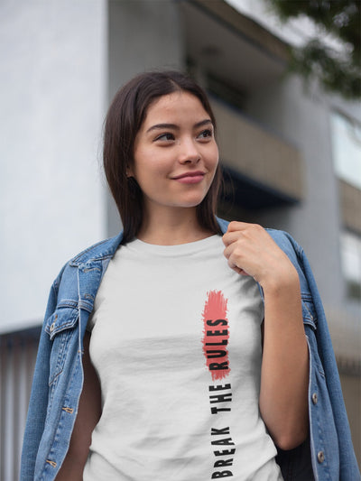 Break The Rules Women Half Sleeves T-shirt- FunkyTeesClub - Funky Tees Club