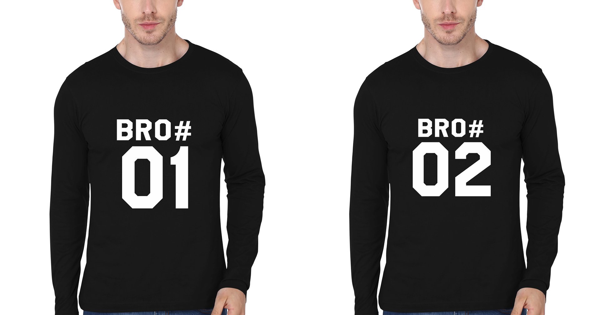 Bro 01 02 Brother-Brother Full Sleeves T-Shirts -FunkyTees - Funky Tees Club