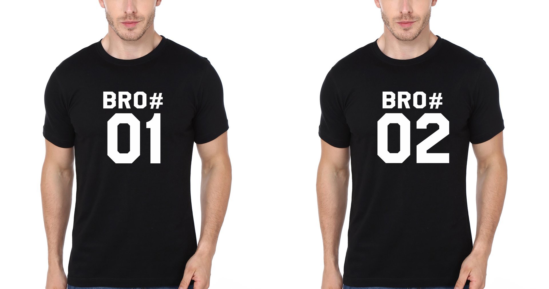 Bro 01 02 Brother-Brother Half Sleeves T-Shirts -FunkyTees - Funky Tees Club