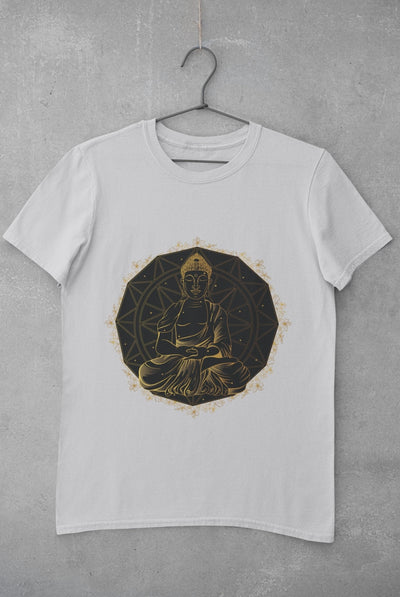 Buddha Gold Mens Half Sleeves T-shirt- FunkyTeesClub - Funky Tees Club