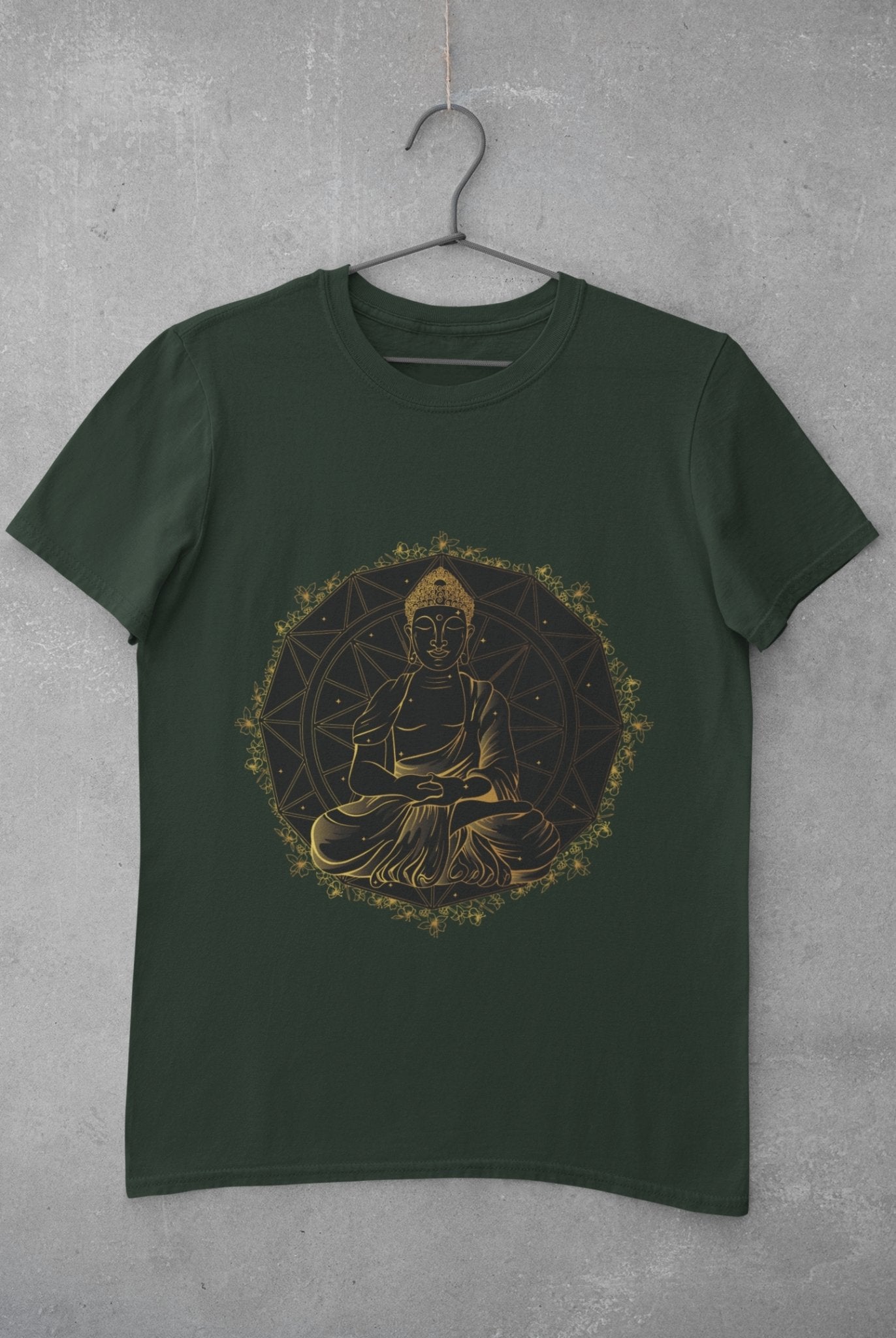 Buddha Gold Mens Half Sleeves T-shirt- FunkyTeesClub - Funky Tees Club