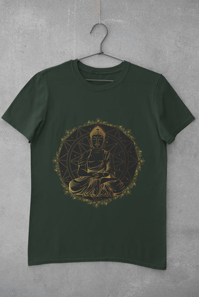 Buddha Gold Women Half Sleeves T-shirt- FunkyTeesClub - Funky Tees Club