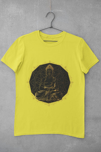 Buddha Gold Women Half Sleeves T-shirt- FunkyTeesClub - Funky Tees Club