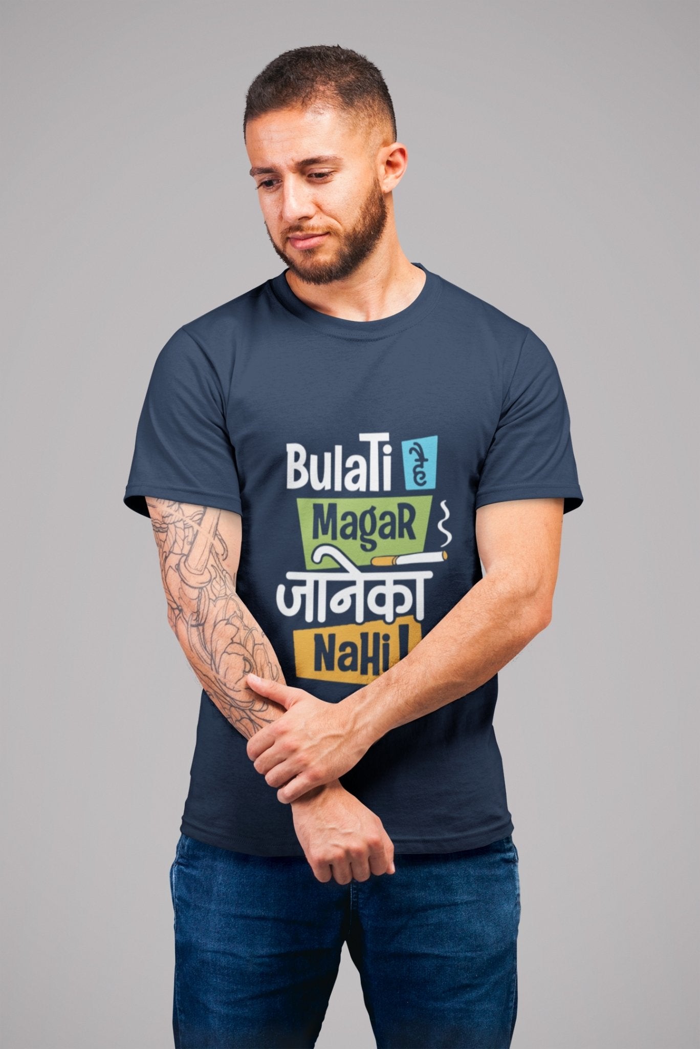 Bulati Hai Magar Janeka Nhi Mens Half Sleeves T-shirt- FunkyTeesClub - Funky Tees Club