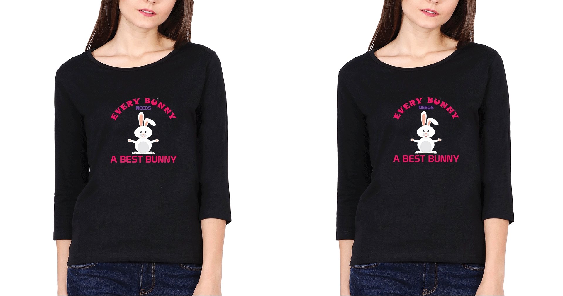 Bunny Sister Sister Full Sleeves T-Shirts -FunkyTees - Funky Tees Club